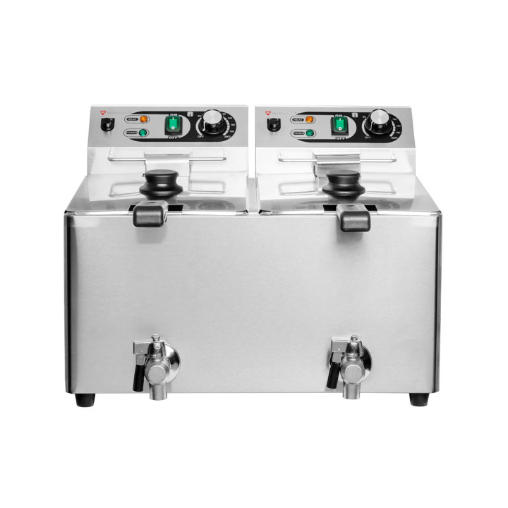 Frytownica elektryczna RQF8LV2 | podwójna | z kranem spustowym | 2x 8 l | 2x 3 kW