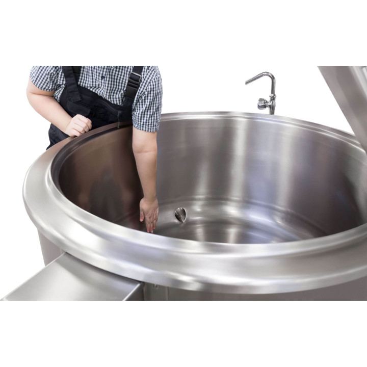 Kocioł warzelny gazowy z grzaniem pośrednim | opcja mieszadła | 48 kW | 500 l | 1320x1330x1180 mm | RQK-501GR