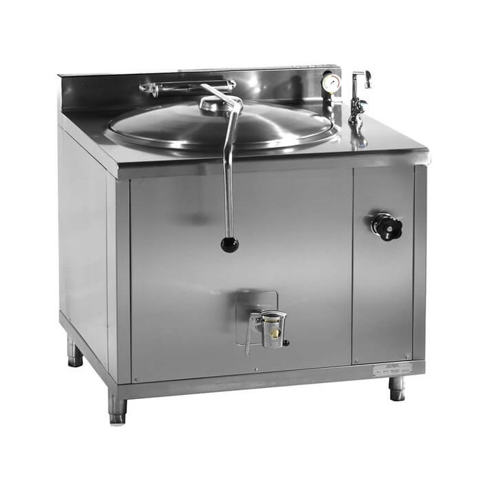 Kocioł warzelny parowy z grzaniem pośrednim | opcja mieszadła | 150 l | zużycie pary ~60 kg/h | 900x900x900 mm | RQLR-151N