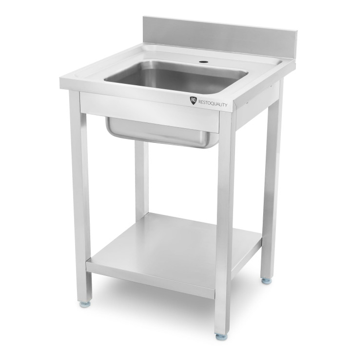 Stół ze zlewem 1-komorowym | z półką | 600x600x850 mm | skręcany