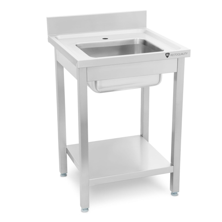 Stół ze zlewem 1-komorowym | z półką | 600x600x850 mm | skręcany