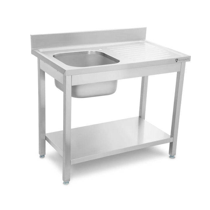 Stół ze zlewem 1-komorowym | z półką | 1000x600x850 mm | skręcany