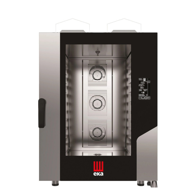 Piec konwekcyjno-parowy Millennial Black Mask Bakery, 10× 600×400 mm – sterowany elektronicznie, gazowy, Tecnoeka, 230V/700W, 18