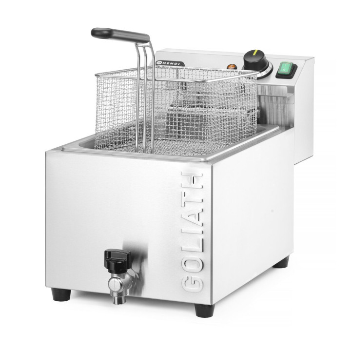 Frytownica XL z kranem spustowym HENDI GOLIATH, 10L, 10,2kW/400V, 300x585x(H)392mm