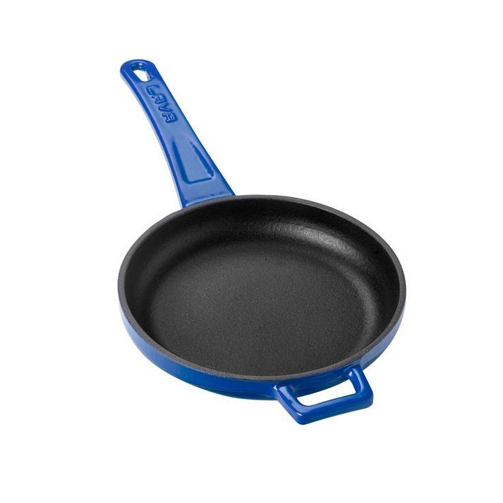 Mini patelnia żeliwna z metalowym uchwytem (O)16cm, niebieska