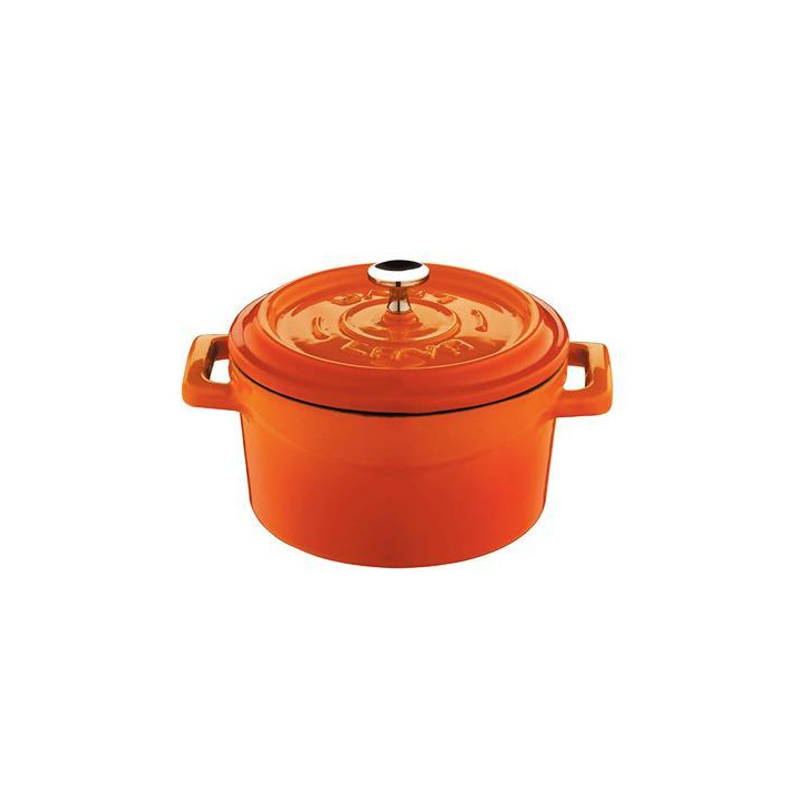 Mini garnek żeliwny (O)10cm, pomarańczowy