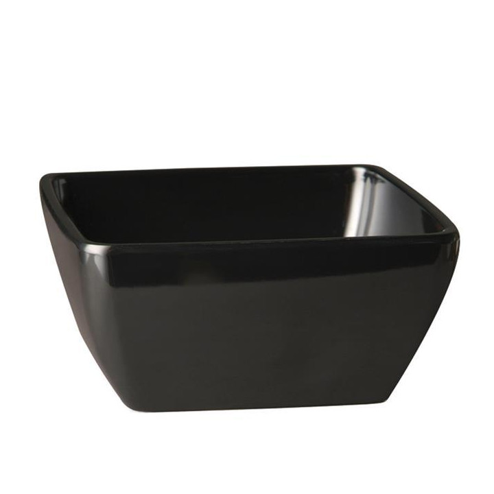 Kwadratowa miska z melaminy czarna 190x190 mm