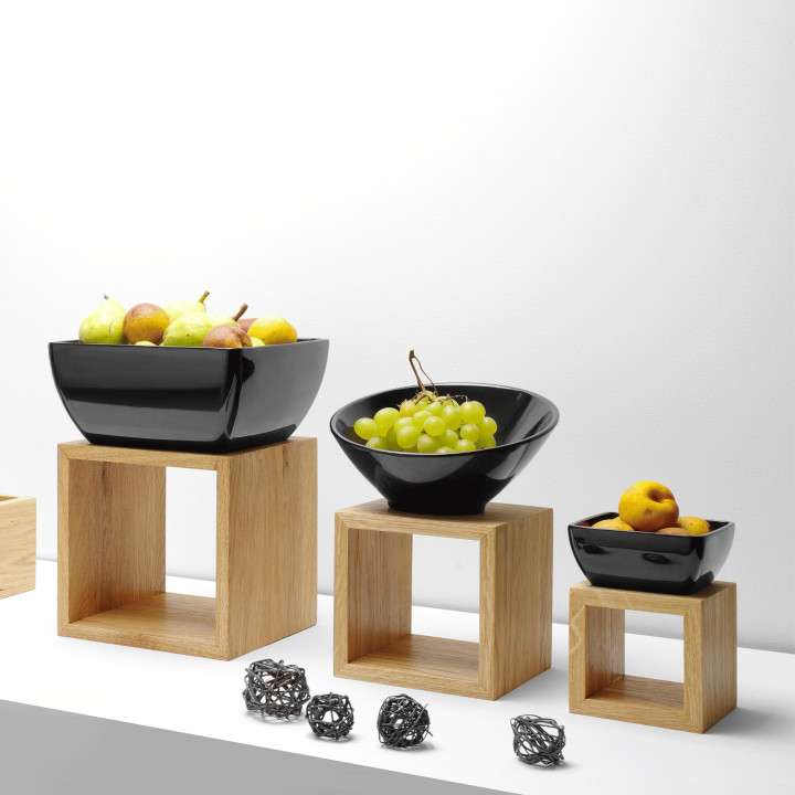 Miska kwadratowa z melaminy do ekspozytorów 171554, czarna, 190x190x(h)90 mm