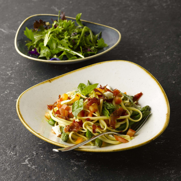 Talerz płytki o organicznym kształcie Stonecast Barley White 286 mm