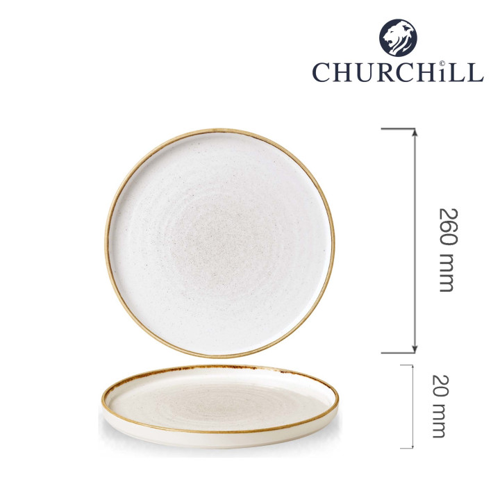 Talerz płytki z rantem Stonecast Barley White 260 mm x (H)20