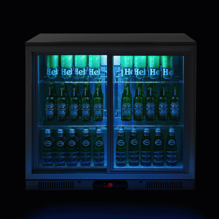 Chłodziarka barowa 198l dwudrzwiowa podblatowa Candour, stal nierdzewna, Barmatic