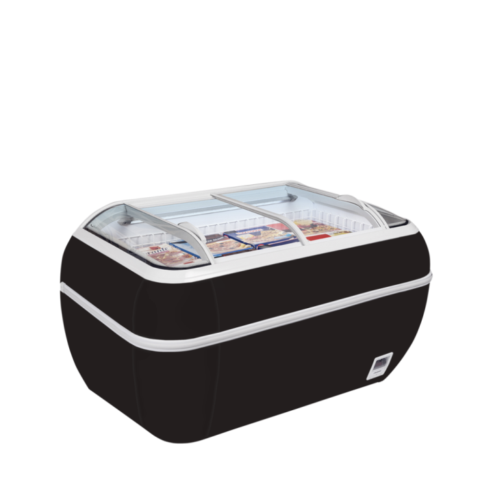 Czarna zamrażarka supermarketowa TWIN HEAD B-F