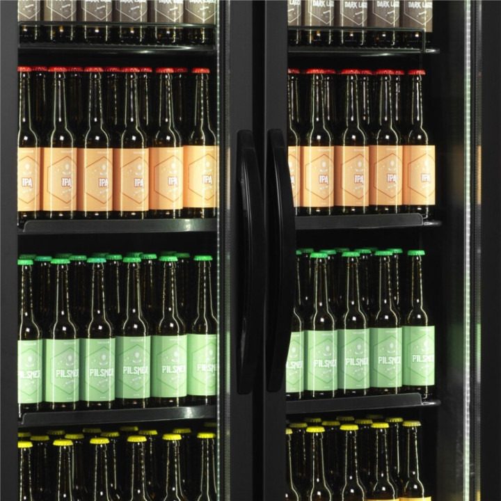 Czarna chłodziarka ekspozycyjna 2-drzwiowa 707L FSC891H Black