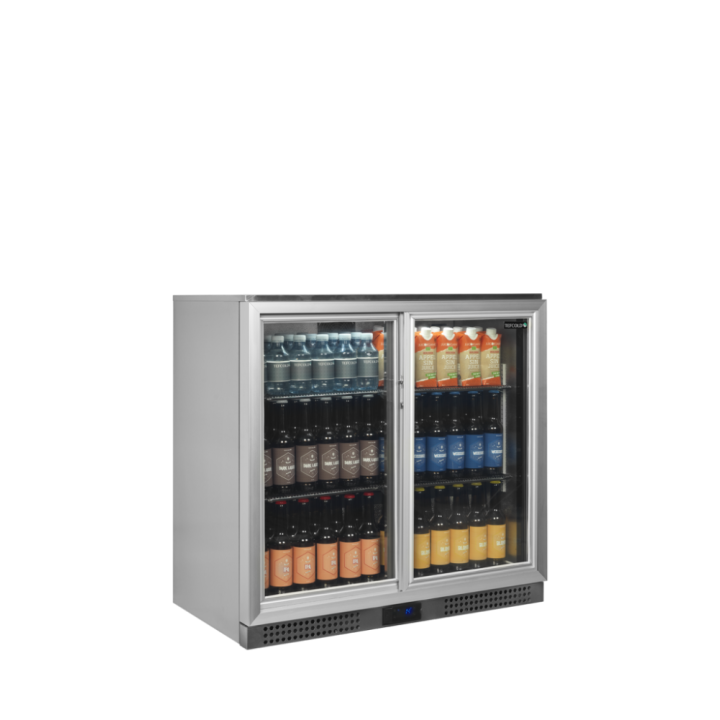 Chłodziarka barowa 191L obudowa nierdzewna drzwi suwane BA26SS