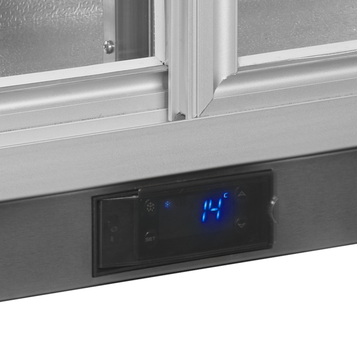 Chłodziarka barowa 191L obudowa nierdzewna drzwi suwane BA26SS