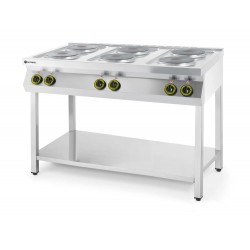 Kuchnia elektryczna 6-płytowa na podstawie otwartej, HENDI, Kitchen Line, 400V/15600W, 1200x700x(H)900mm