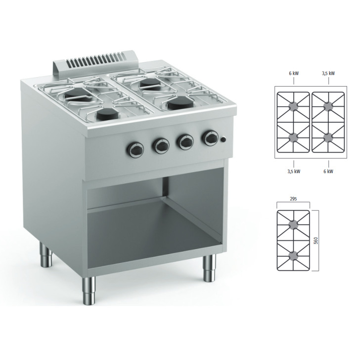 Kuchnia 4 palnikowa 19kW MBM EcoLine 700 ELFU77A