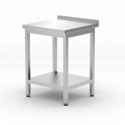 Stół przyścienny z półką – skręcany, głębokość 600 mm, HENDI, Budget Line, 600x600x(H)850mm