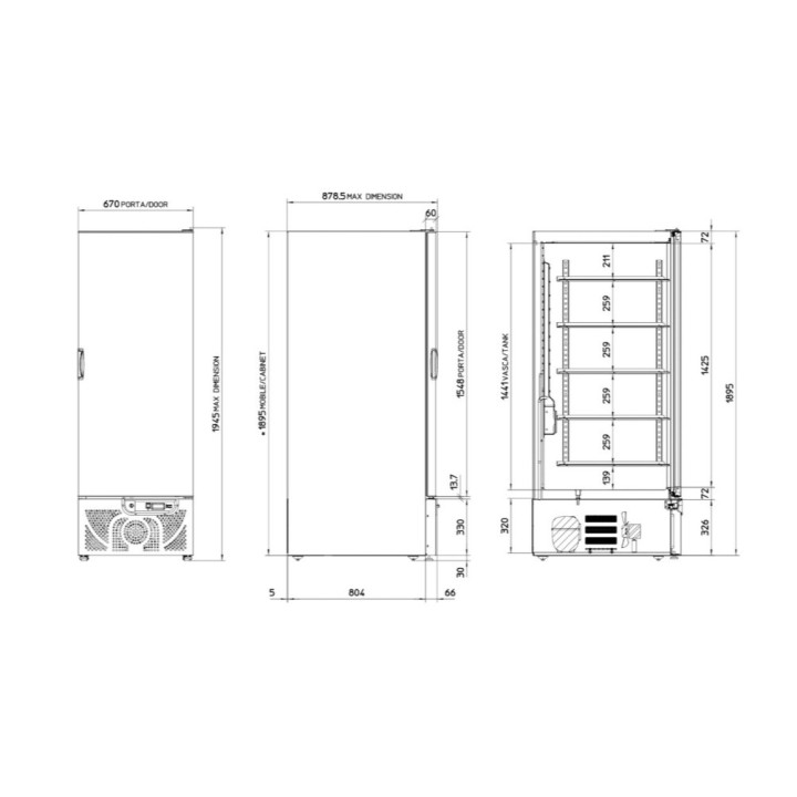 Szafa mroźnicza na lody Mondial Chef 600 NX