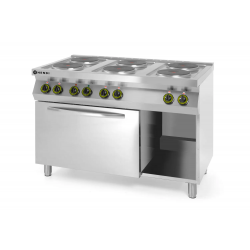 Kuchnia elektryczna 6-płytowa z konwekcyjnym piekarnikiem elektrycznym GN 1/1 HENDI 400V/18600W, 1200x700x(H)900mm