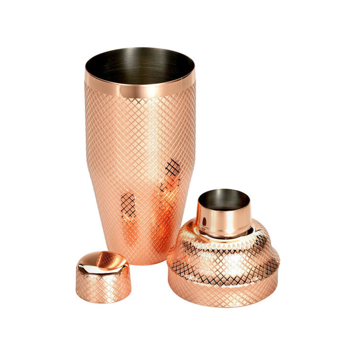 Shaker barmański 3-częściowy w stylu japońskim Diamond Lettice, miedź, BarFly 700ml