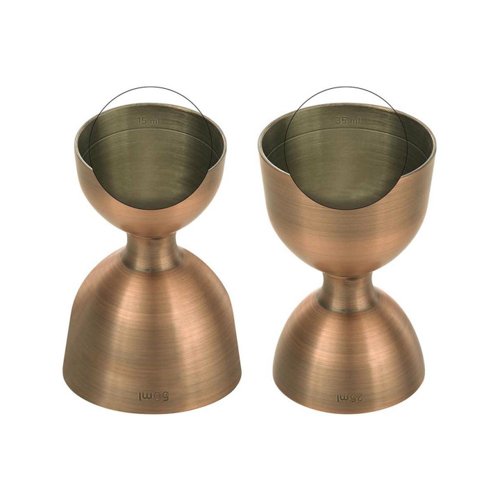 Miarka barmańska Bell z prostą krawędzią, antyczna miedź, BarFly, 25/50ml