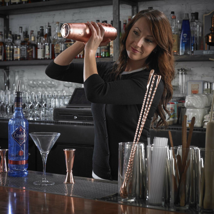 Miarka barmańska Bell z prostą krawędzią, miedź, BarFly, 25/50ml