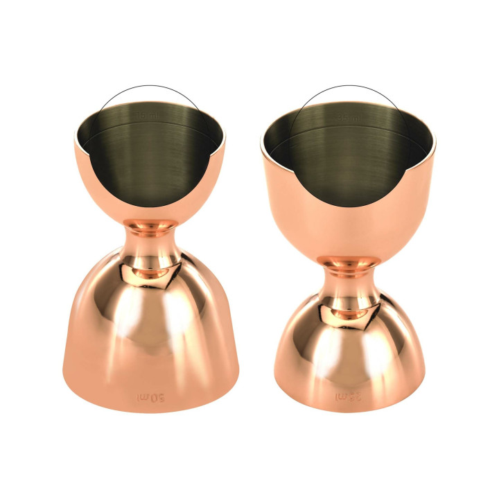 Miarka barmańska Bell z prostą krawędzią, miedź, BarFly, 25/50ml