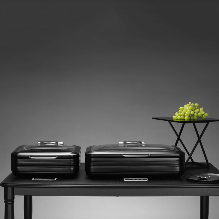 Podgrzewacz indukcyjny ze szklaną pokrywą De Luxe Black, GN 1/1