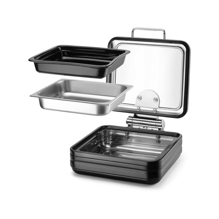 Podgrzewacz indukcyjny ze szklaną pokrywą De Luxe Black, GN 2/3