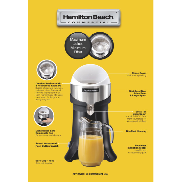 Elektryczna wyciskarka do cytrusów dla gastronomii HCJ967R-CE, Hamilton Beach Commercial