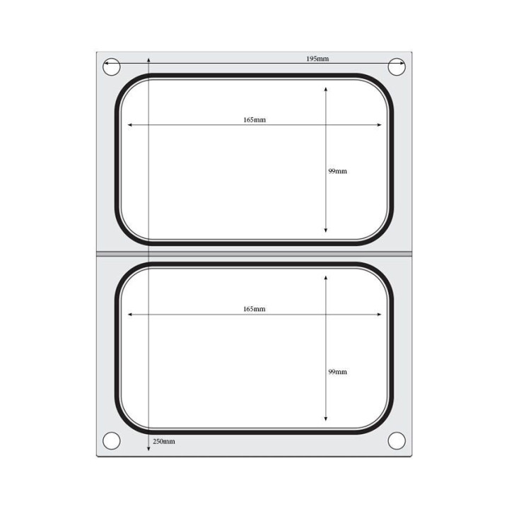 Matryca do zgrzewarki, HENDI, 2x pojemnik 178x113 mm