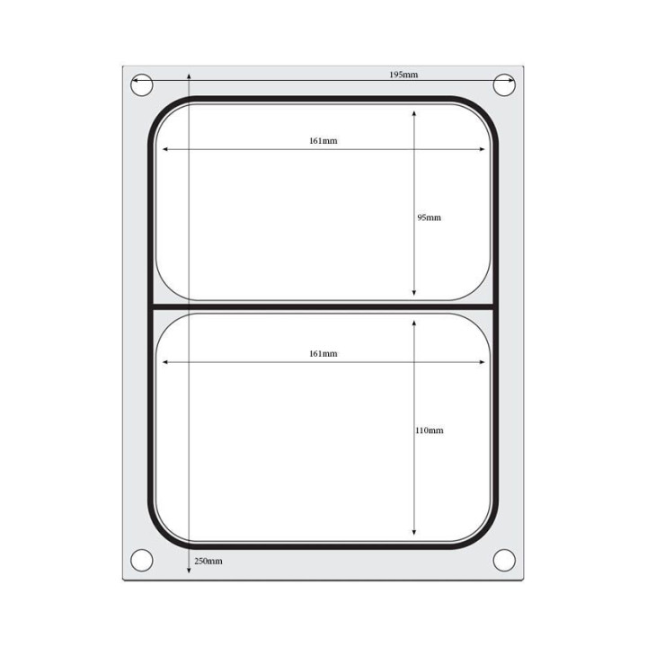 Matryca do zgrzewarki, HENDI, pojemnik dwudzielny 227x178 mm