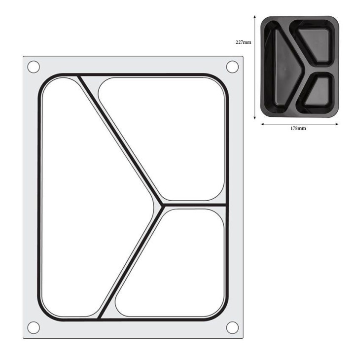 Matryca do zgrzewarki, HENDI, pojemnik trójdzielny 227x178 mm
