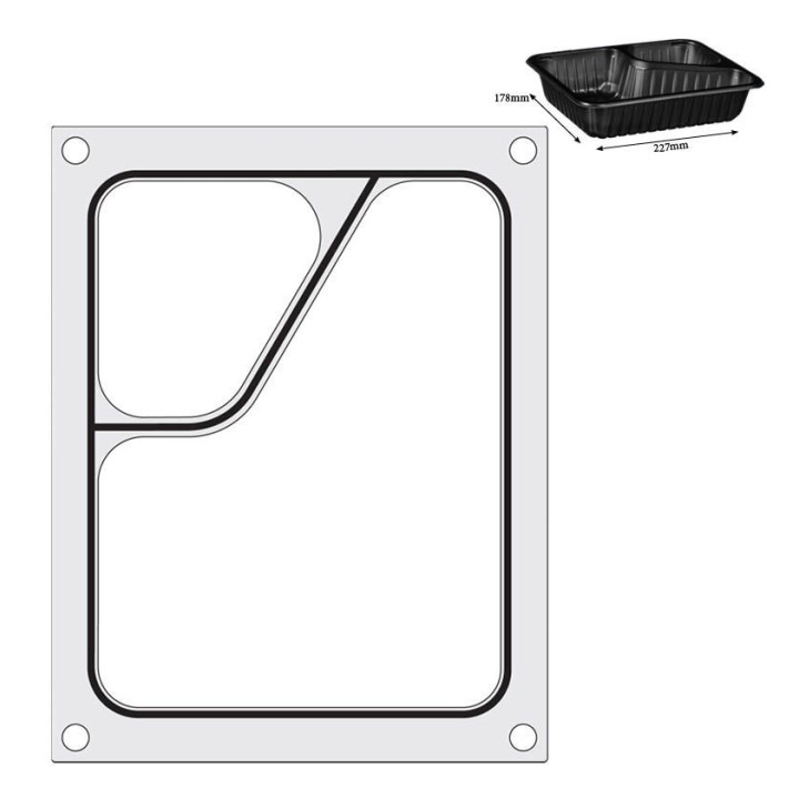 Matryca do zgrzewarki, HENDI, pojemnik dwudzielny colt 227x178 mm