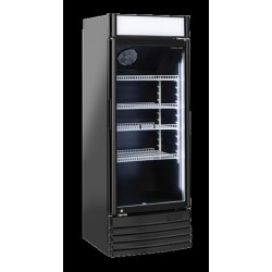 Chłodziarka na napoje Coolhead 1 drzwiowa z drzwiami szklanymi panel reklamowy  czarna 525x555x1635 Wariant podstawowy