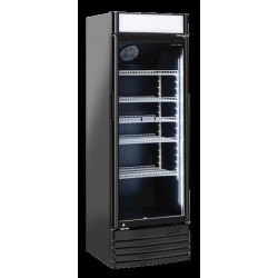 Chłodziarka na napoje Coolhead 1 drzwiowa z drzwiami szklanymi panel reklamowy  czarna 600x570x1835 Wariant podstawowy