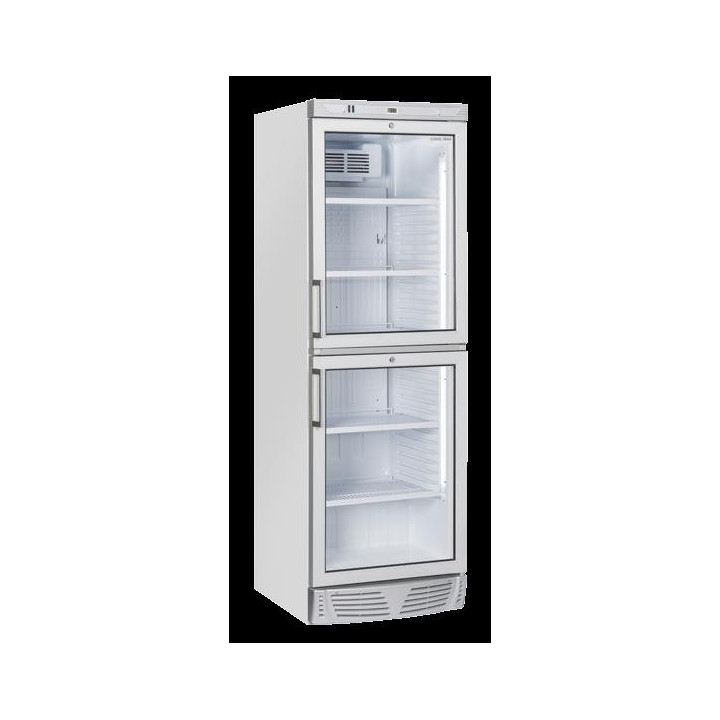 Chłodziarka na napoje Coolhead 1 drzwiowa z drzwiami szklanymi dzielonymi biała 595x670x1830 Wariant podstawowy