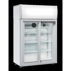 Chłodziarka na napoje Coolhead 1 drzwiowa z drzwiami szklanymi panel reklamowy biała 630x390x980 Wariant podstawowy