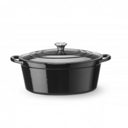 Garnek żeliwny emaliowany, HENDI, 6,88L, czarny, 405x255x(H)134mm, Owalny