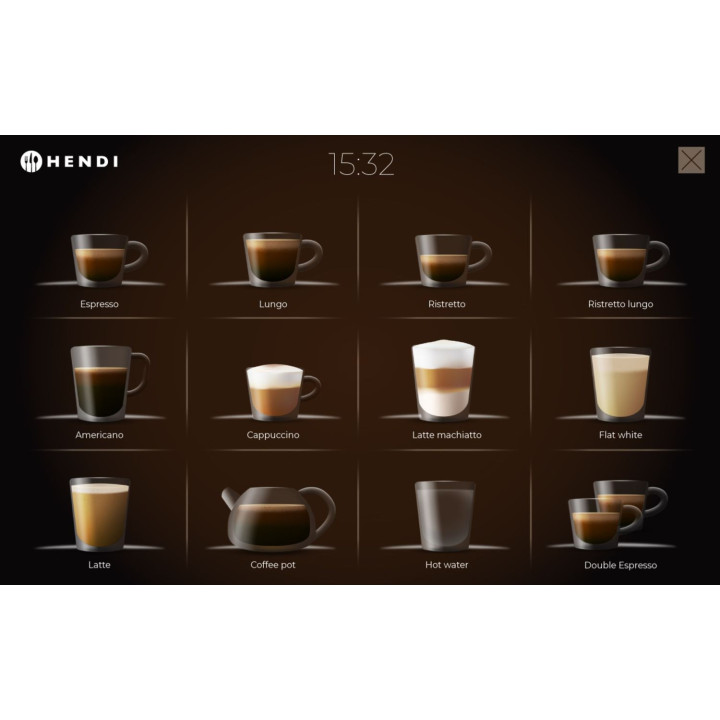 Automatyczny ekspres do kawy z ekranem dotykowym, HENDI, 230V/3000W, 390x544x(H)578mm