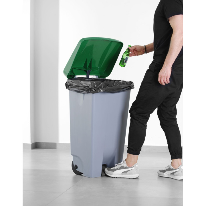 Kosz na śmieci, HENDI, 120L, jasnoszary, 510x425x(H)875mm