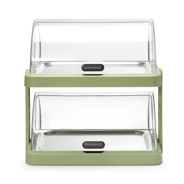 Podwójna witrynka chłodząca roll-top Duo UNIQ, HENDI, designed by Robert Bronwasser, zielony, 480x355x(H)480mm, Prostokątny