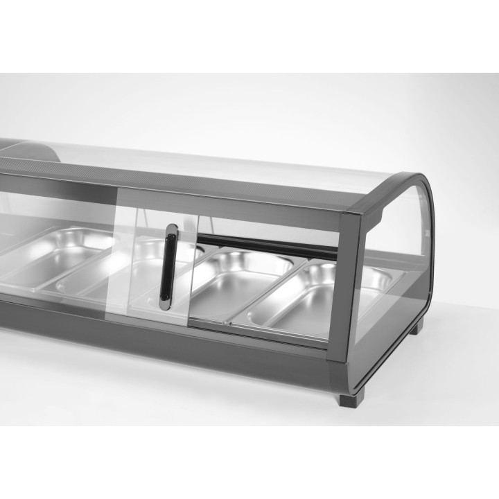 Witryna chłodnicza do sushi, Arktic, W zestawie pojemniki: 4x GN 1/3 (H) 40 mm., GN 1/3, czarny, 220-240V/190W, 1177x426x(H)296m