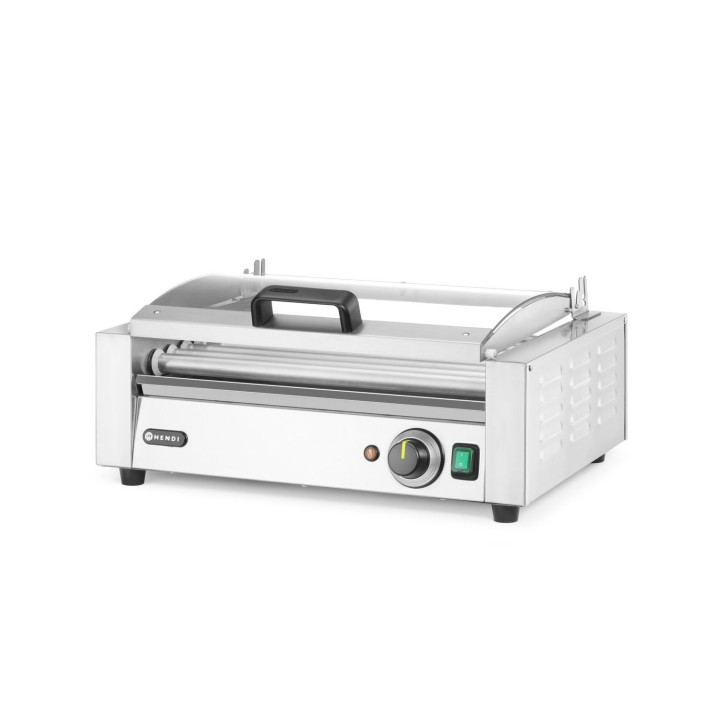 Podgrzewacz rolkowy do parówek jednostrefowy, z energooszczędną pokrywą, HENDI, 9 rolek, 230V/790W, 566x450x(H)259mm