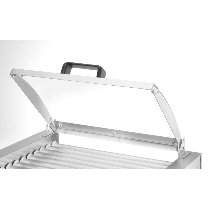 Podgrzewacz rolkowy do parówek jednostrefowy, z energooszczędną pokrywą, HENDI, 9 rolek, 230V/790W, 566x450x(H)259mm