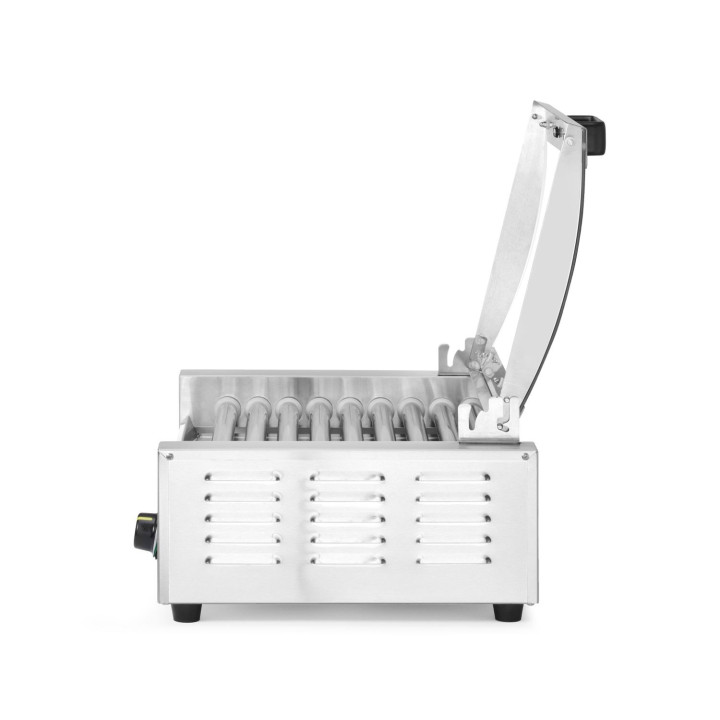 Podgrzewacz rolkowy do parówek jednostrefowy, z energooszczędną pokrywą, HENDI, 9 rolek, 230V/790W, 566x450x(H)259mm