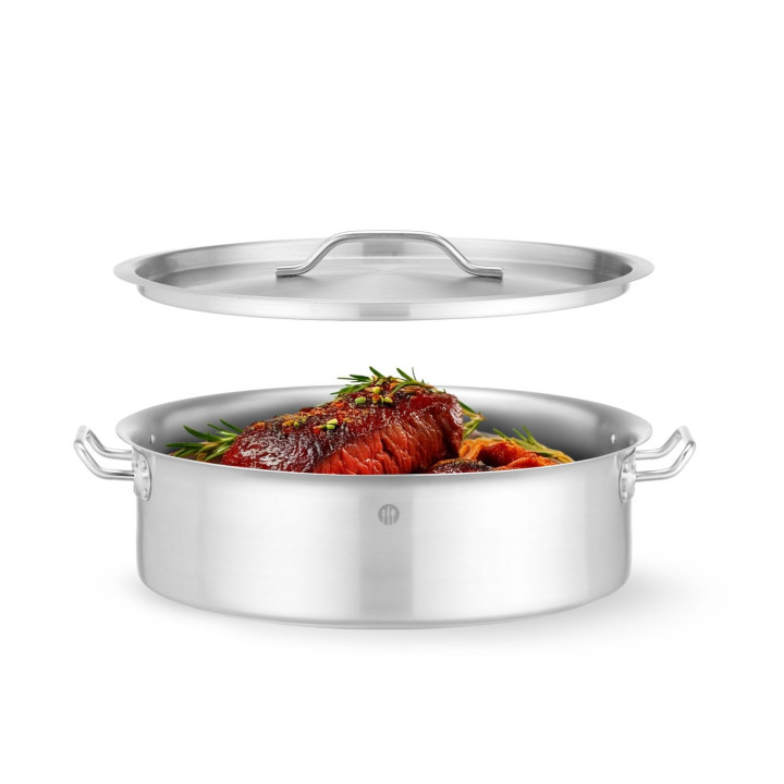 Garnek niski z pokrywką, HENDI, 15,8L, ⌀380x(H)139mm, Okrągły