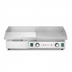 Płyta grillowa w połowie żebrowana, HENDI, Budget Line, 1/2 gładka, 1/2 ryflowana, 400V/4400W, 720x460x(H)241mm