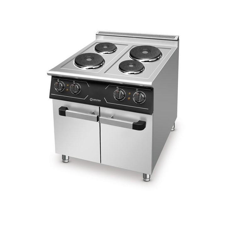 Kuchnia elektryczna 4 pola  2x2 kW+2x 2,6 kW okrągłe z szafką